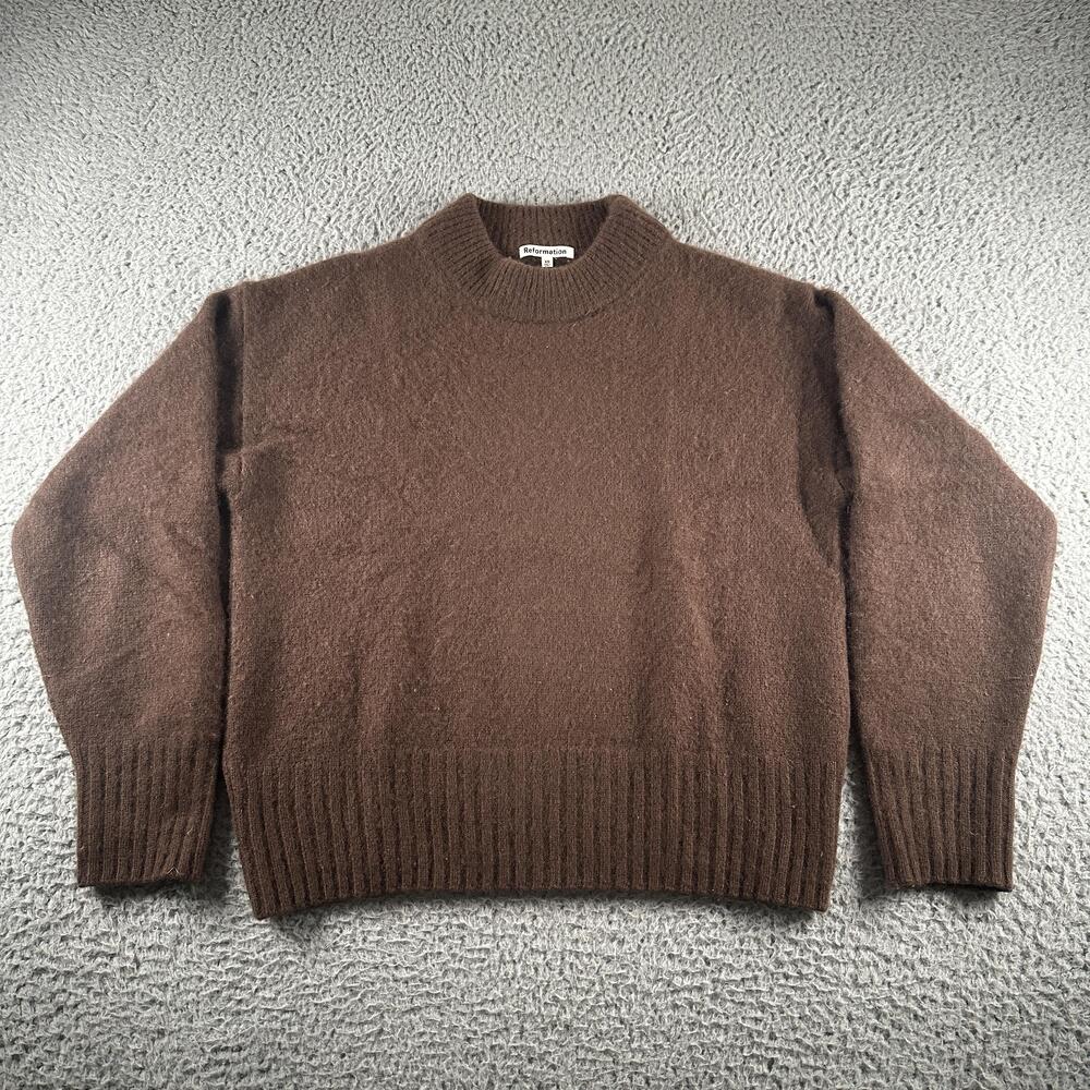 Reformation Sweater Womens XS Brown 100% Cashmere Crew Neck Raglan Knit Pullover
